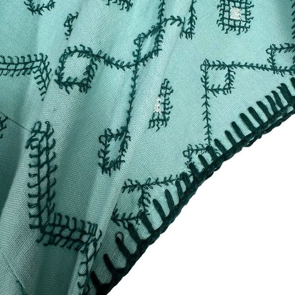 ZARA Green Embroidered Maxi Dress Short Sleeves Size Small - Picture 9 of 12